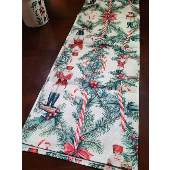 Red Nutcracker Table Runner Christmas Decor Holiday Soldier Decorative Cloth 72" - Picture 3 of 8